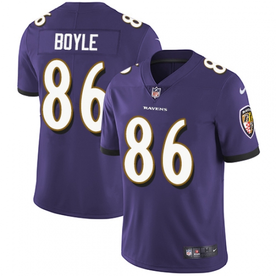 Youth Nike Baltimore Ravens 86 Nick Boyle Purple Team Color Vapor Untouchable Limited Player NFL Jersey