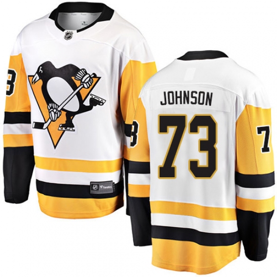 Youth Pittsburgh Penguins 73 Jack Johnson Authentic White Away Fanatics Branded Breakaway NHL Jersey