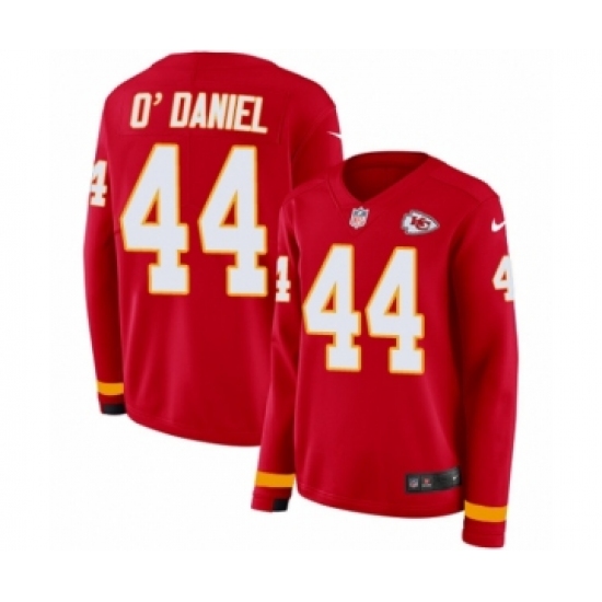 Women's Nike Kansas City Chiefs 44 Dorian O'Daniel Limited Red Therma Long Sleeve NFL Jersey