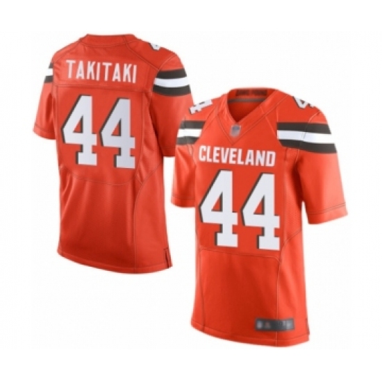 Men's Cleveland Browns 44 Sione Takitaki Elite Orange Alternate Football Jersey