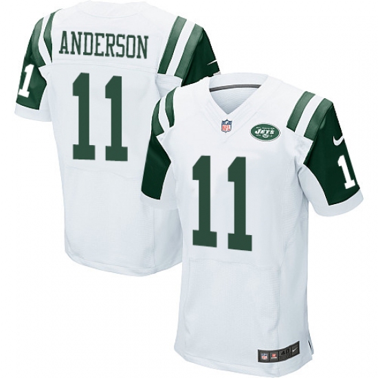 Men's Nike New York Jets 11 Robby Anderson Elite White NFL Jersey