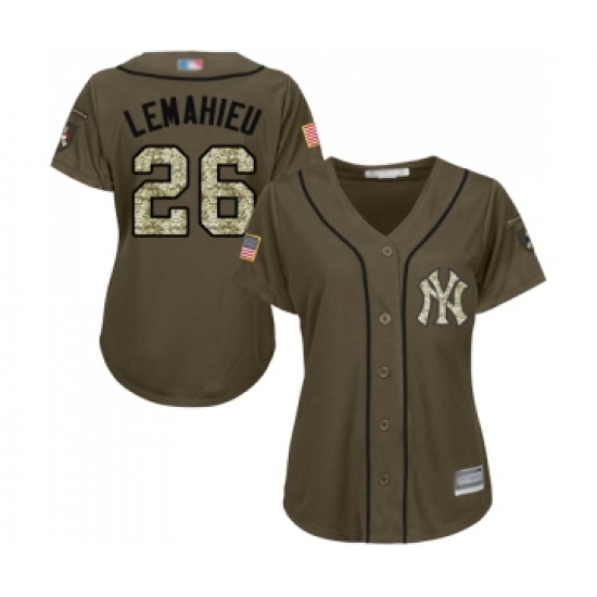 Women's New York Yankees 26 DJ LeMahieu Authentic Green Salute to Service Baseball Jersey