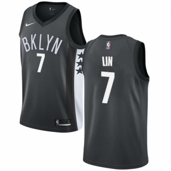 Men's Nike Brooklyn Nets 7 Jeremy Lin Swingman Gray NBA Jersey Statement Edition