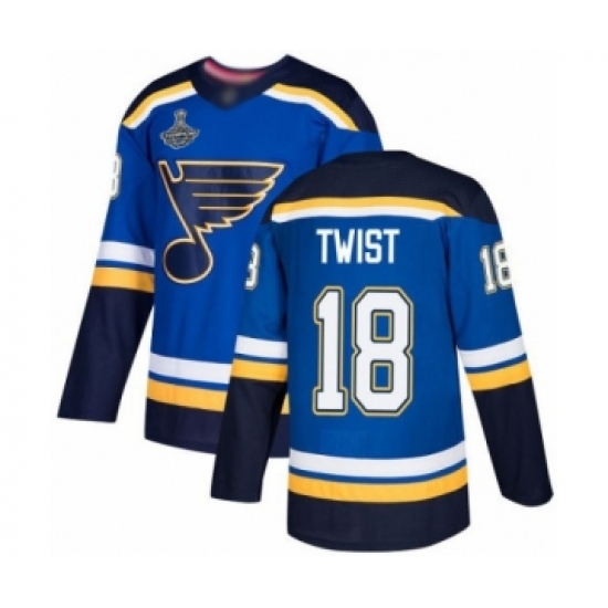 Men's St. Louis Blues 18 Tony Twist Authentic Royal Blue Home 2019 Stanley Cup Champions Hockey Jersey