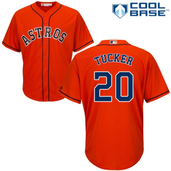 Youth Majestic Houston Astros 20 Preston Tucker Authentic Orange Alternate Cool Base MLB Jersey