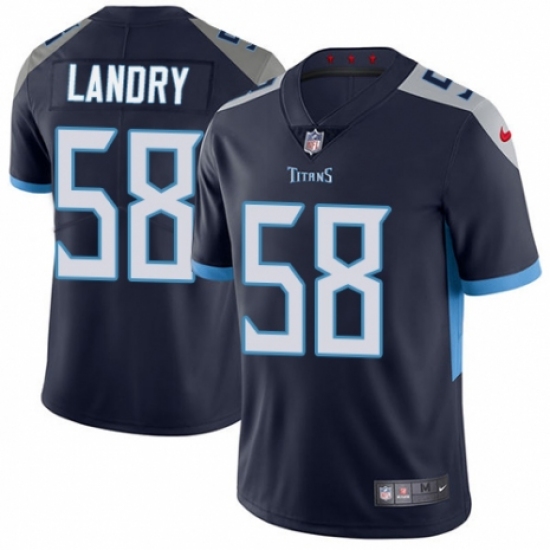 Men's Nike Tennessee Titans 58 Harold Landry Navy Blue Team Color Vapor Untouchable Limited Player NFL Jersey