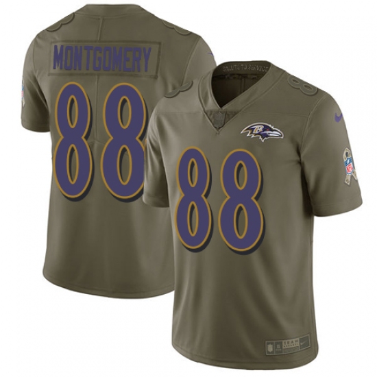 Youth Nike Baltimore Ravens 88 Ty Montgomery Limited Olive 2017 Salute to Service NFL Jersey