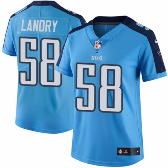 Women's Nike Tennessee Titans 58 Harold Landry Limited Light Blue Rush Vapor Untouchable NFL Jersey