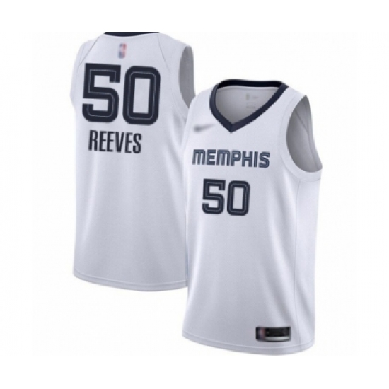 Men's Memphis Grizzlies 50 Bryant Reeves Authentic White Finished Basketball Jersey - Association Edition