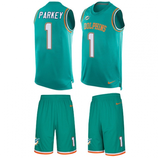 Men's Nike Miami Dolphins 1 Cody Parkey Limited Aqua Green Tank Top Suit NFL Jersey