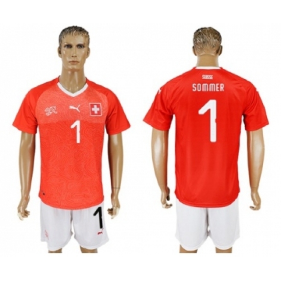 Switzerland 1 Sommer Red Home Soccer Country Jersey