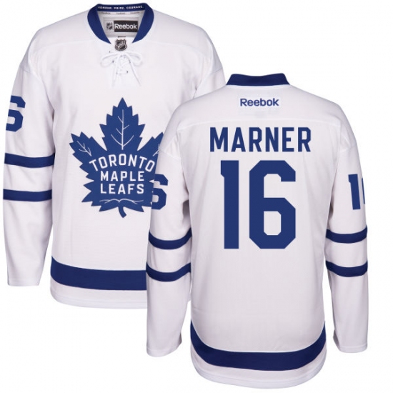 Men's Reebok Toronto Maple Leafs 16 Mitchell Marner Authentic White Away NHL Jersey