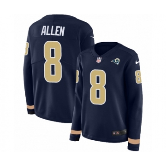 Women's Nike Los Angeles Rams 8 Brandon Allen Limited Navy Blue Therma Long Sleeve NFL Jersey