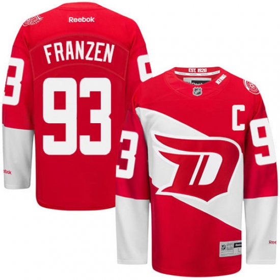 Men's Reebok Detroit Red Wings 93 Johan Franzen Authentic Red 2016 Stadium Series NHL Jersey