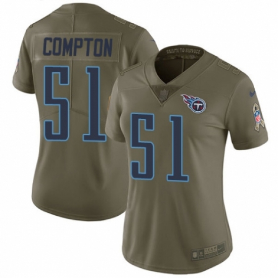 Women's Nike Tennessee Titans 51 Will Compton Limited Olive 2017 Salute to Service NFL Jersey