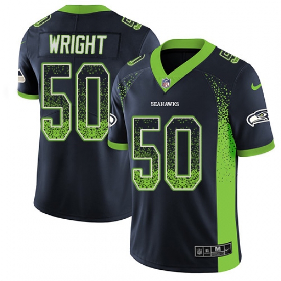 Men's Nike Seattle Seahawks 50 K.J. Wright Limited Navy Blue Rush Drift Fashion NFL Jersey