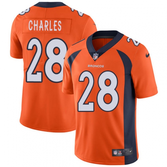 Men's Nike Denver Broncos 28 Jamaal Charles Orange Team Color Vapor Untouchable Limited Player NFL Jersey