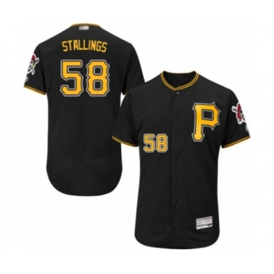 Men's Pittsburgh Pirates 58 Jacob Stallings Black Alternate Flex Base Authentic Collection Baseball Player Jersey