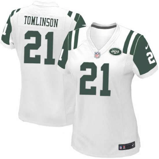 Women's Nike New York Jets 21 LaDainian Tomlinson Game White NFL Jersey