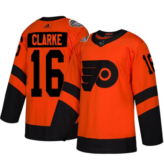 Women's Adidas Philadelphia Flyers 16 Bobby Clarke Orange Authentic 2019 Stadium Series Stitched NHL Jersey