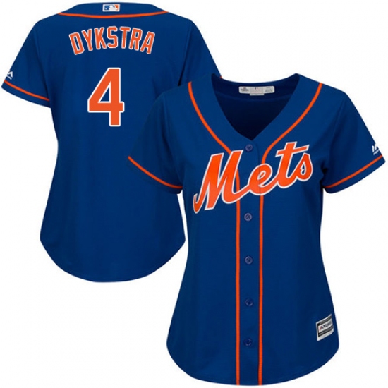 Women's Majestic New York Mets 4 Lenny Dykstra Authentic Royal Blue Alternate Home Cool Base MLB Jersey