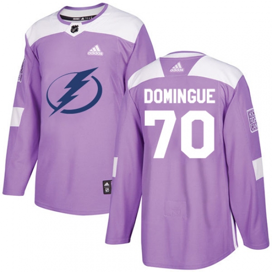 Men's Adidas Tampa Bay Lightning 70 Louis Domingue Authentic Purple Fights Cancer Practice NHL Jersey