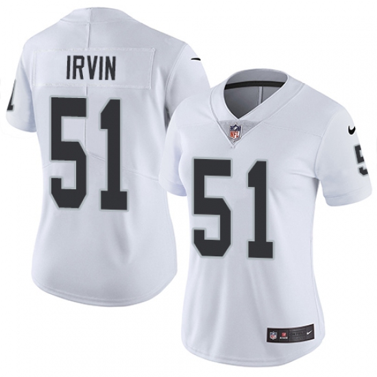 Women's Nike Oakland Raiders 51 Bruce Irvin Elite White NFL Jersey