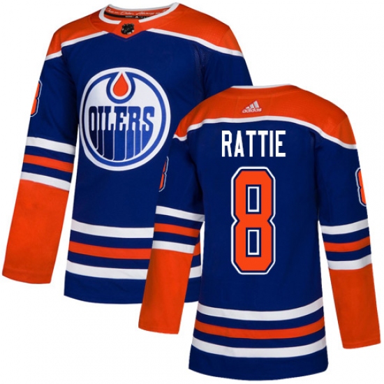 Men's Adidas Edmonton Oilers 8 Ty Rattie Premier Royal Blue Alternate NHL Jersey