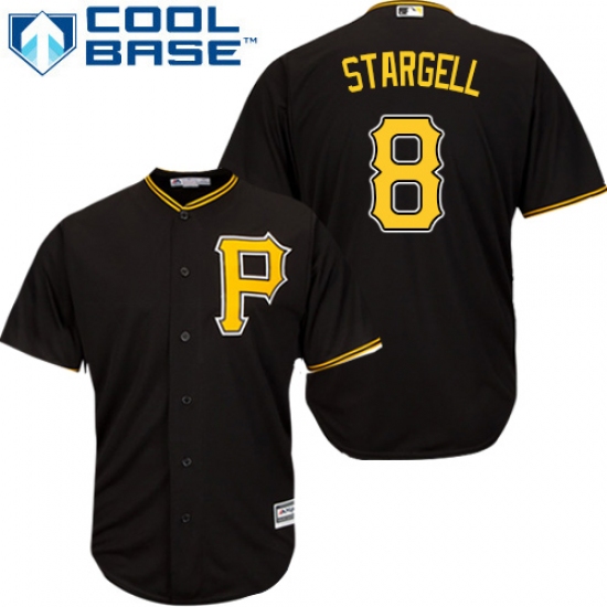 Men's Majestic Pittsburgh Pirates 8 Willie Stargell Replica Black Alternate Cool Base MLB Jersey