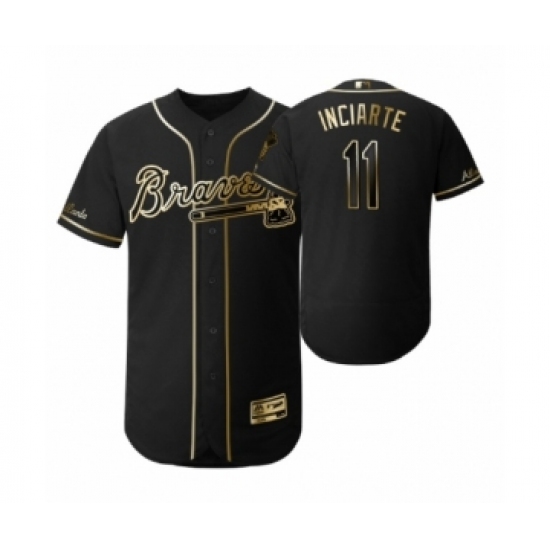 Men's 2019 Golden Edition Atlanta Braves Black 11 Ender Inciarte Flex Base Jersey