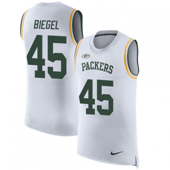 Men's Nike Green Bay Packers 45 Vince Biegel Limited White Rush Player Name & Number Tank Top NFL Jersey