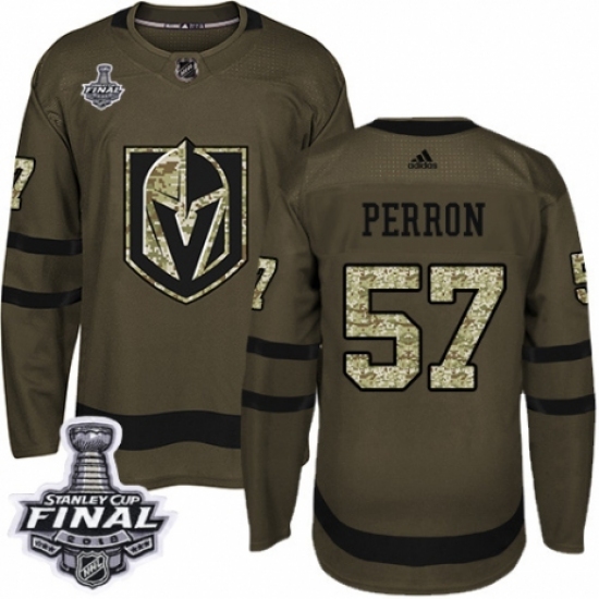 Youth Adidas Vegas Golden Knights 57 David Perron Authentic Green Salute to Service 2018 Stanley Cup Final NHL Jersey