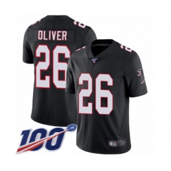 Men's Atlanta Falcons 26 Isaiah Oliver Black Alternate Vapor Untouchable Limited Player 100th Season Football Jersey