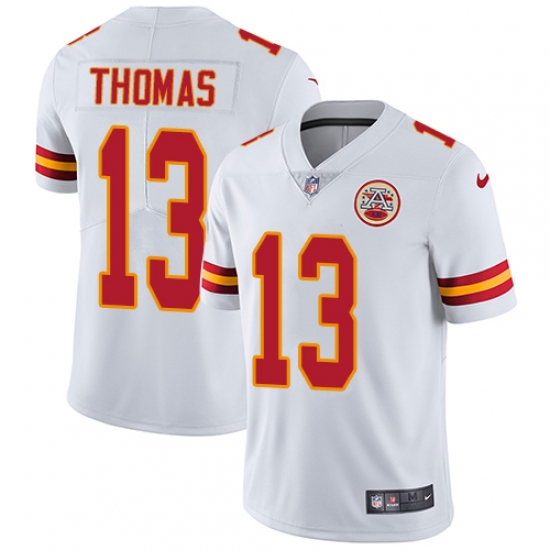 Men's Nike Kansas City Chiefs 13 De'Anthony Thomas White Vapor Untouchable Limited Player NFL Jersey