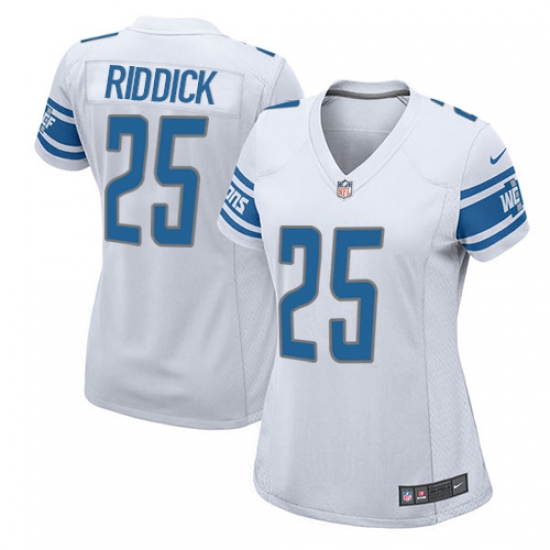 Women's Nike Detroit Lions 25 Theo Riddick Game White NFL Jersey