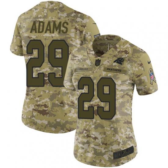 Women's Nike Carolina Panthers 29 Mike Adams Limited Camo 2018 Salute to Service NFL Jersey