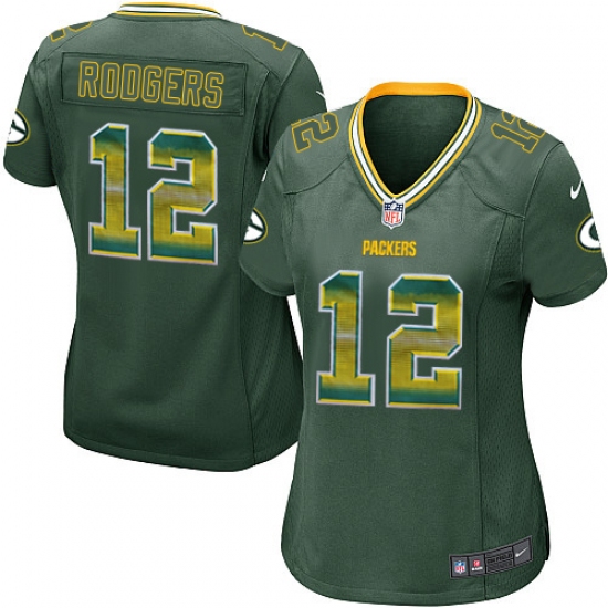 Women's Nike Green Bay Packers 12 Aaron Rodgers Limited Green Strobe NFL Jersey