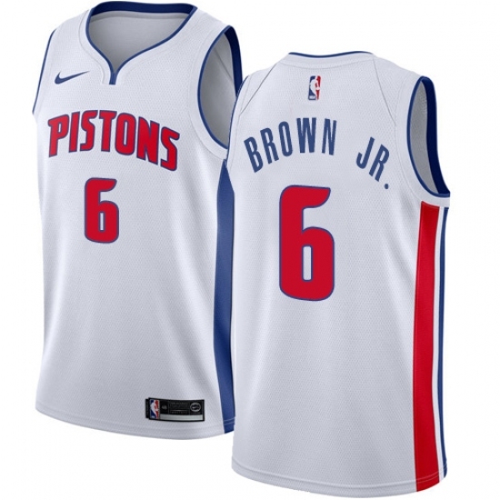 Men's Nike Detroit Pistons 6 Bruce Brown Jr. Swingman White NBA Jersey - Association Edition