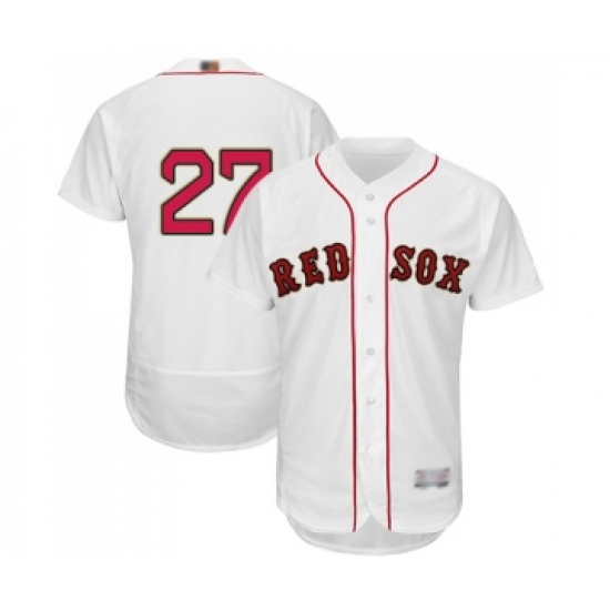 Men's Boston Red Sox 27 Carlton Fisk White 2019 Gold Program Flex Base Authentic Collection Baseball Jersey