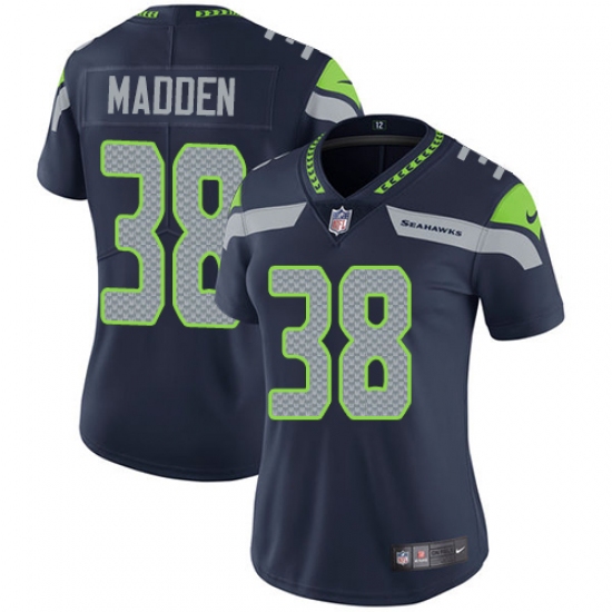 Women's Nike Seattle Seahawks 38 Tre Madden Navy Blue Team Color Vapor Untouchable Elite Player NFL Jersey