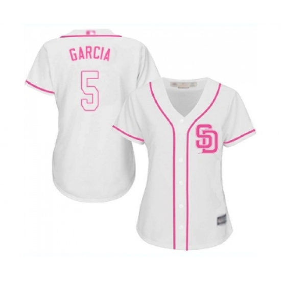 Women's San Diego Padres 5 Greg Garcia Replica White Fashion Cool Base Baseball Jersey