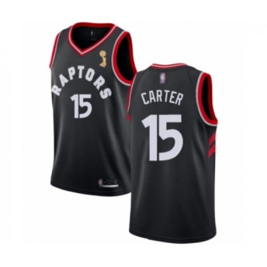Men's Toronto Raptors 15 Vince Carter Swingman Black 2019 Basketball Finals Champions Jersey Statement Edition