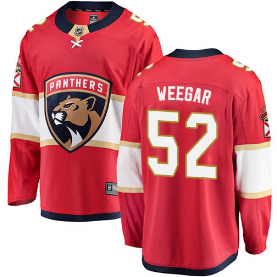 Men's Florida Panthers 52 MacKenzie Weegar Fanatics Branded Red Home Breakaway NHL Jersey