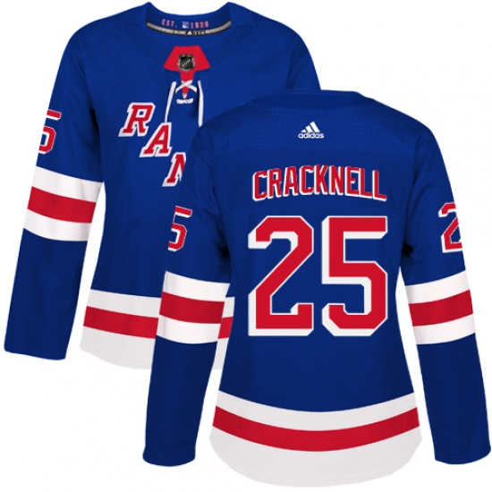 Women's Adidas New York Rangers 25 Adam Cracknell Authentic Royal Blue Home NHL Jersey