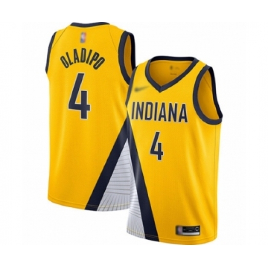 Women's Indiana Pacers 4 Victor Oladipo Swingman Gold Finished Basketball Jersey - Statement Edition