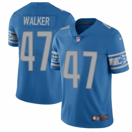 Youth Nike Detroit Lions 47 Tracy Walker Blue Team Color Vapor Untouchable Elite Player NFL Jersey