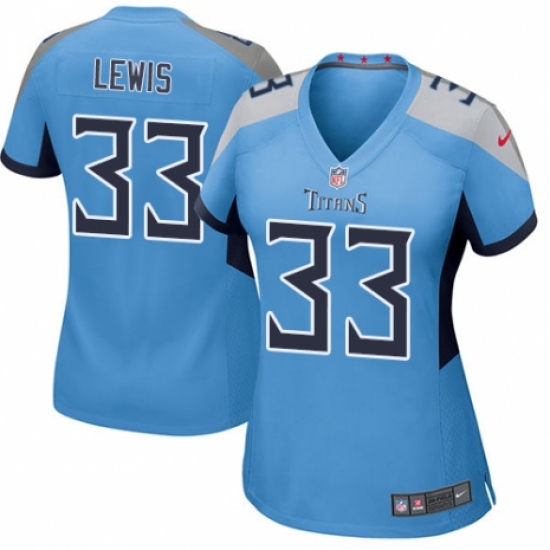 Women's Nike Tennessee Titans 33 Dion Lewis Game Light Blue Alternate NFL Jersey