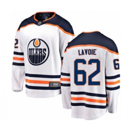 Youth Edmonton Oilers 62 Raphael Lavoie Authentic White Away Fanatics Branded Breakaway Hockey Jersey