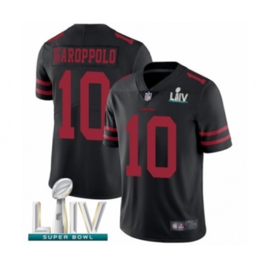 Men's San Francisco 49ers 10 Jimmy Garoppolo Black Alternate Vapor Untouchable Limited Player Super Bowl LIV Bound Football Jersey