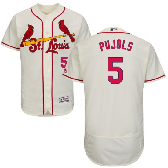 Men's Majestic St. Louis Cardinals 5 Albert Pujols Cream Alternate Flex Base Authentic Collection MLB Jersey